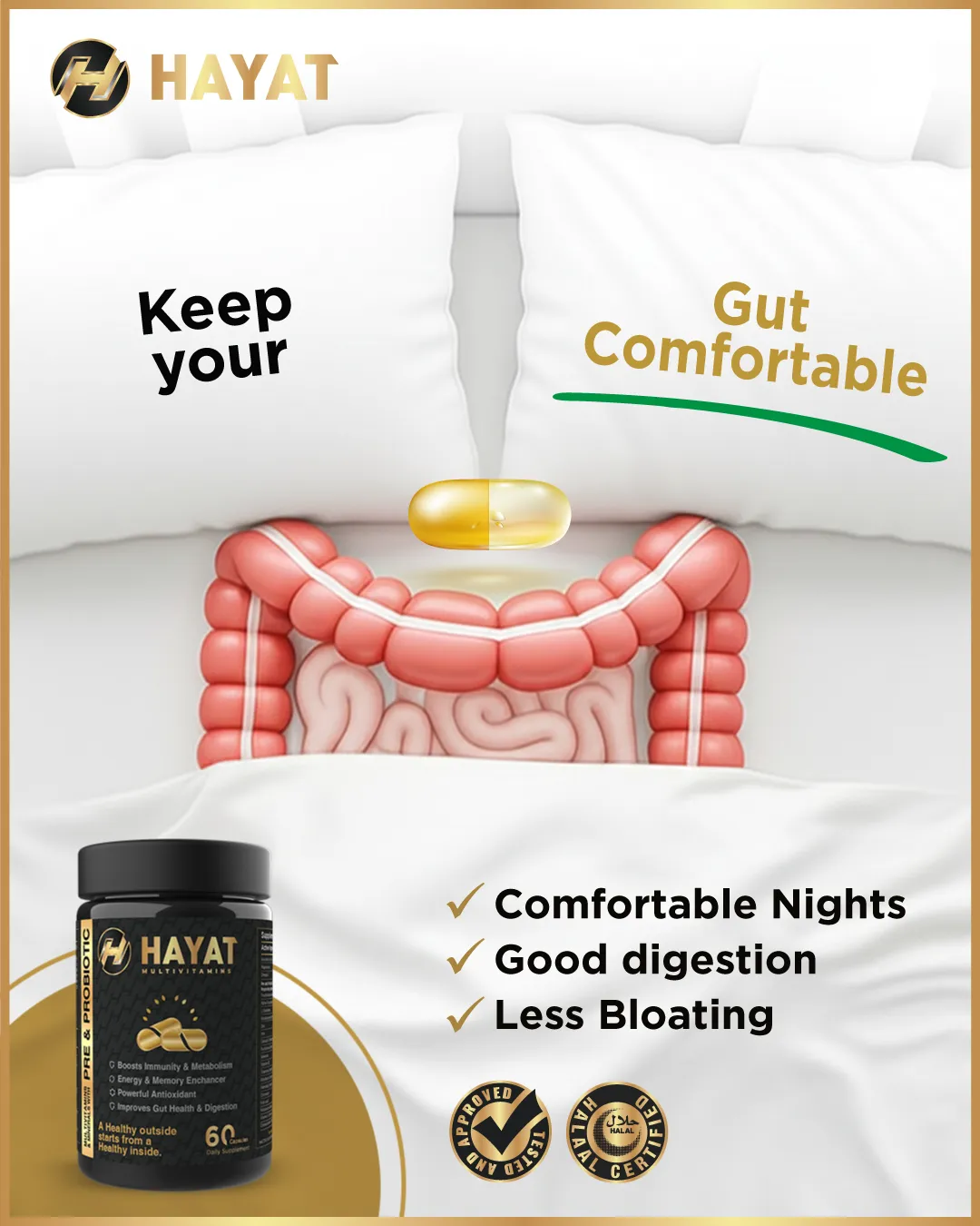 Keep your Gut Comfortable - Comfortable Nights, Good Digestion, Less Bloating